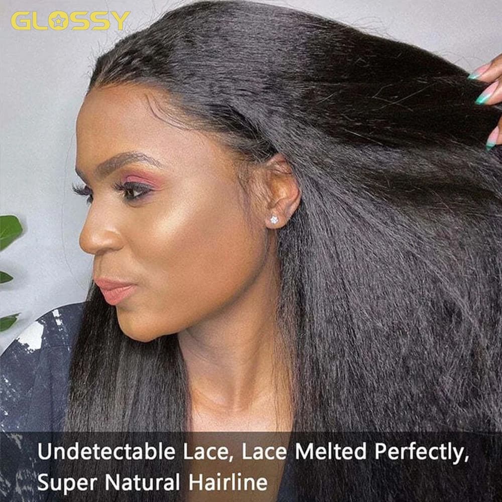 Perruque Brésilienne Naturelle, Cheveux Crépus Lisses, 13x6 HD, 13x4, Sans Colle, Yaki, en Solde, 25