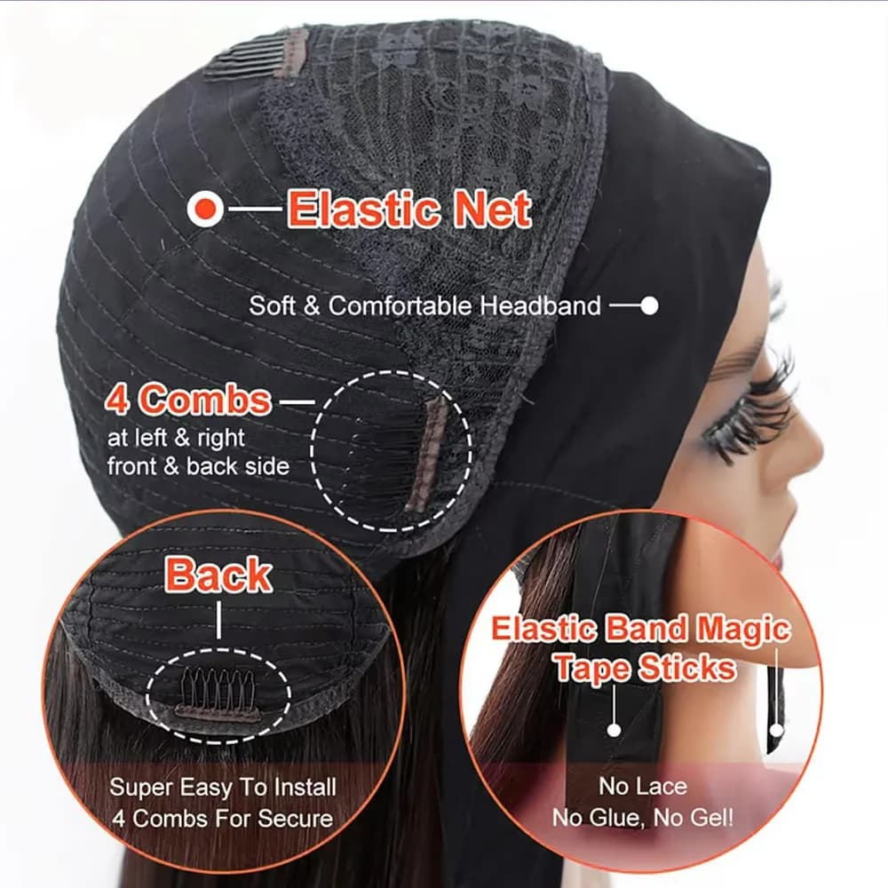 16-40 pouces 200 densité bandeau perruque vague de corps brésilien perruque de cheveux humains sans 