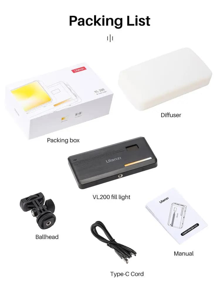 Ulanzi VL200 LED lumière vidéo pour professionnel 2500 K-9000 K panneau réglable éclairage de photog