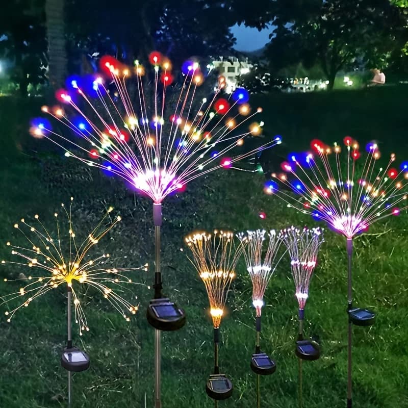 1 paquet de feux d'artifice solaires pour l'extérieur, éclairage de vacances, lumières de feu d'arti