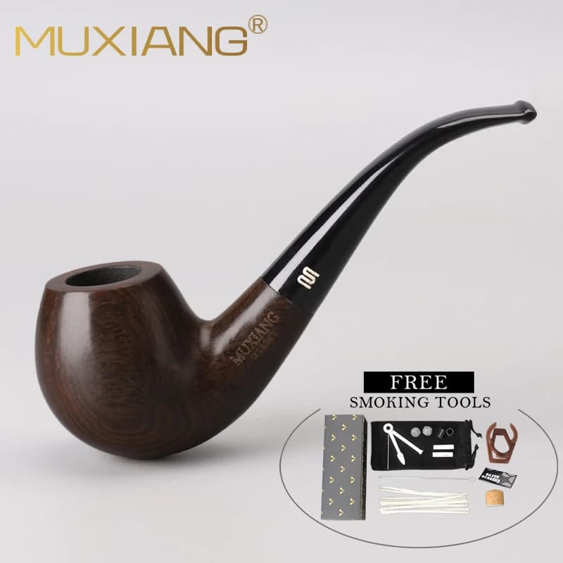 Pipe à fumer en bois d'ébène Muxiang avec filtre 9 mm, anneau doré, accessoire pour fumeurs, livrais