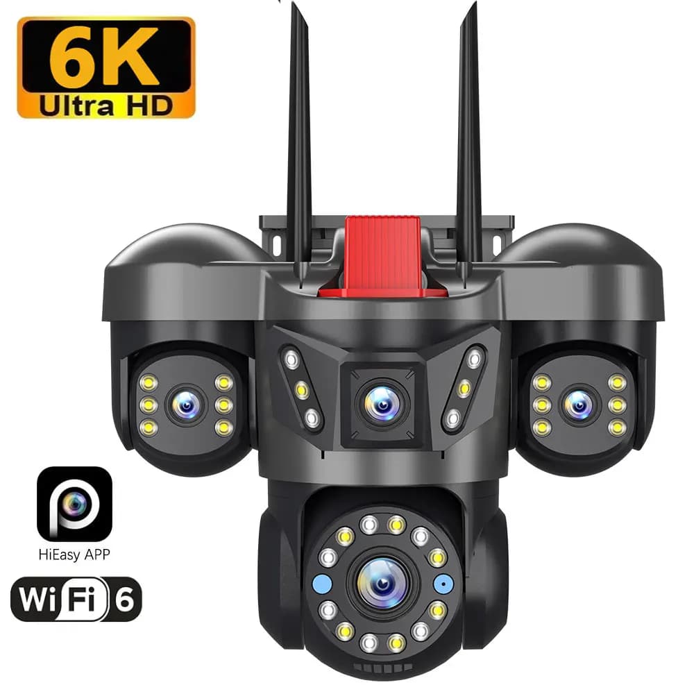 Caméra IP WiFi extérieure 10K 20MP UHD à quatre objectifs et quatre écrans 360° °   Caméra de sécuri