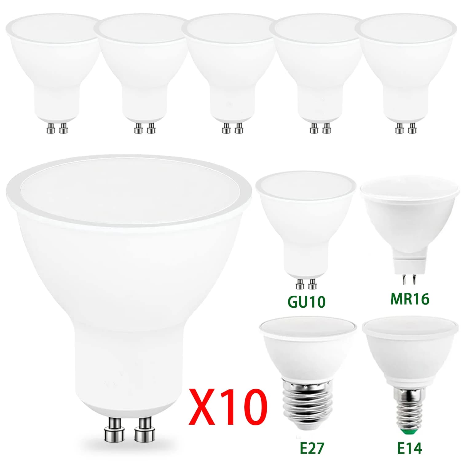 10 pièces GU10 E27 E14 MR16 GU5.3 Lampada LED ampoule 3W 6W 9W 12W 220V Bombillas lampe à LED projec