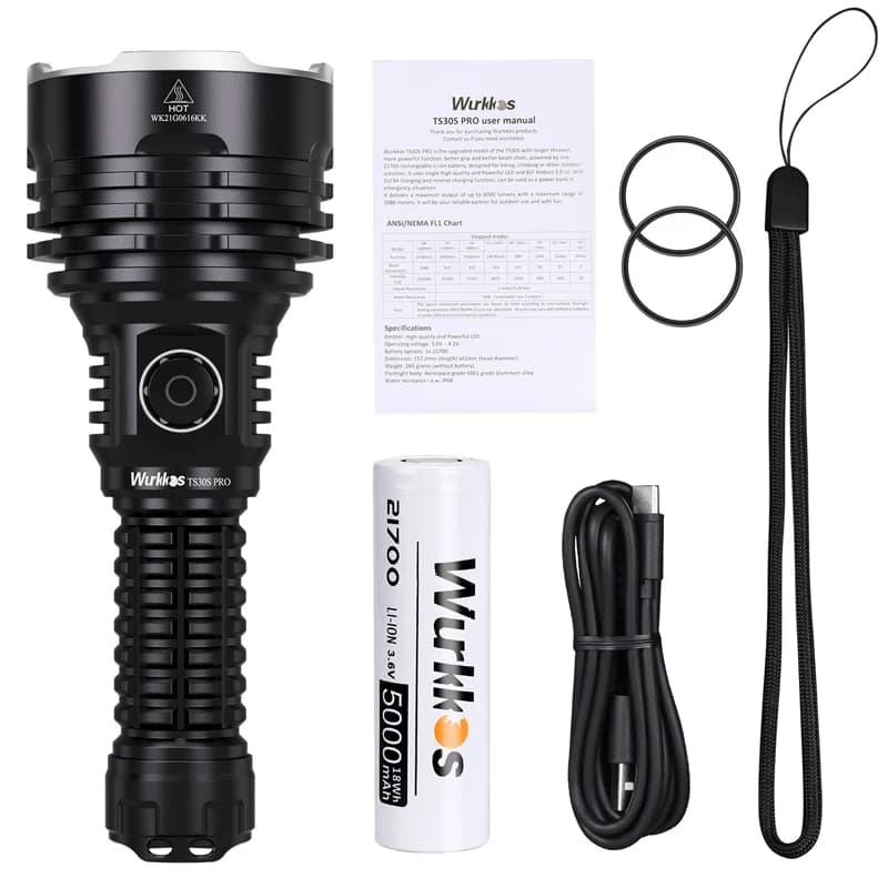 Wurkkos TS30S Pro 21700 lampe de poche tactique Rechargeable LED USB-C 6000Lm torche MAX 1086M lunet