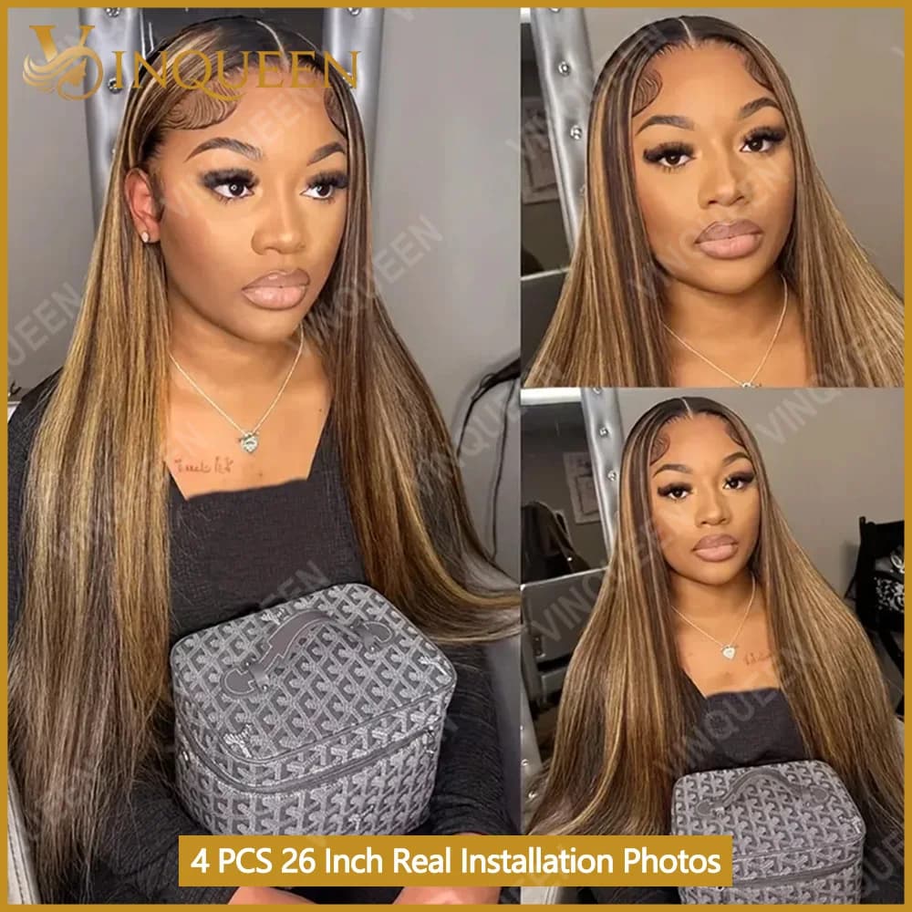 Highlight Tissage Cheveux Humains P4/27 Meche Tissage Humain Hair 12A Tissage Brésilien Raw Haïr Bun