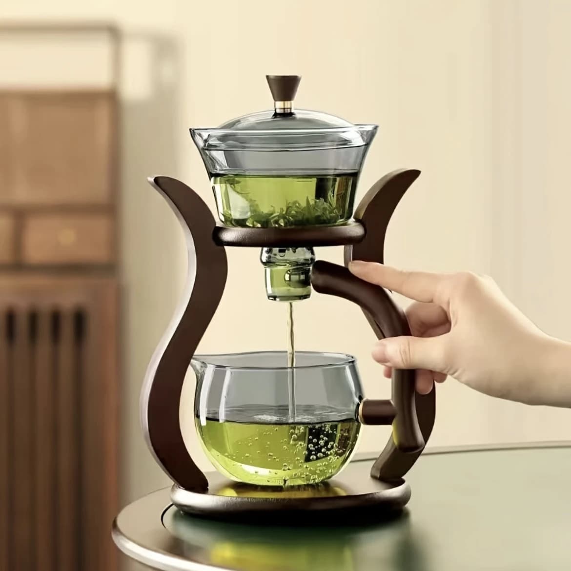Paresseux Kung Fu service à thé en verre semi-automatique goutte à goutte avec infuseur ensemble de 