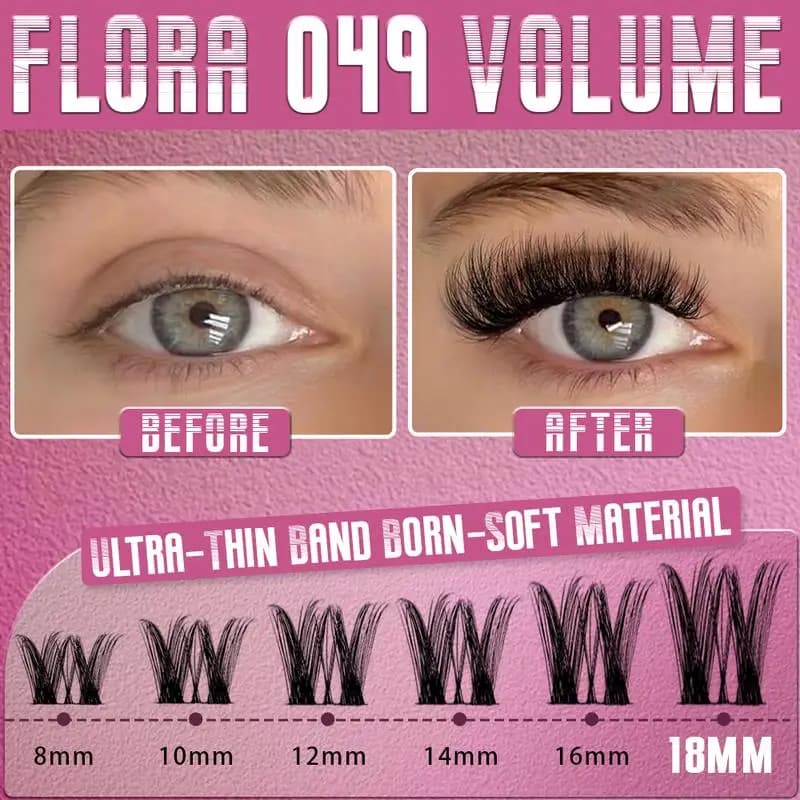 UCoolMe bricolage Extension de cils flore 0.05mm D Curl fait à la main 8-18mm naturel large portée v