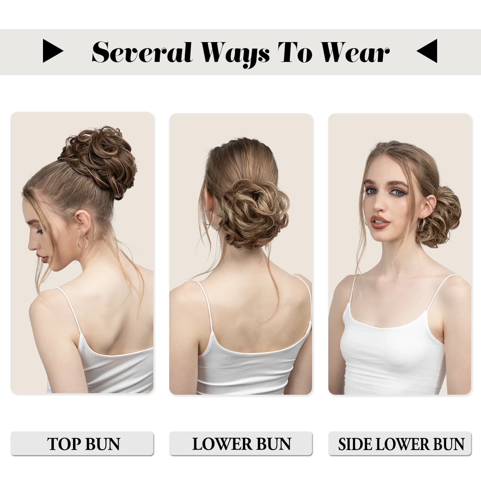 Extensions de Chignon synthétiques en désordre, grands chouchous élastiques bouclés, postiche Chigno