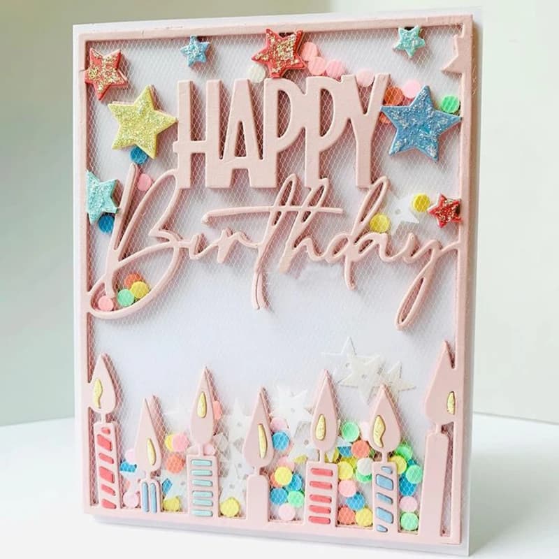 Matrices de découpe en métal pour Scrapbooking, écriture succulente, phrase joyeux anniversaire, poc