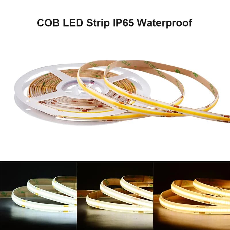 Bande lumineuse LED COB IP65, étanche, 480 LED s/m, ruban Flexible haute densité RA90 3000K 4000K 65