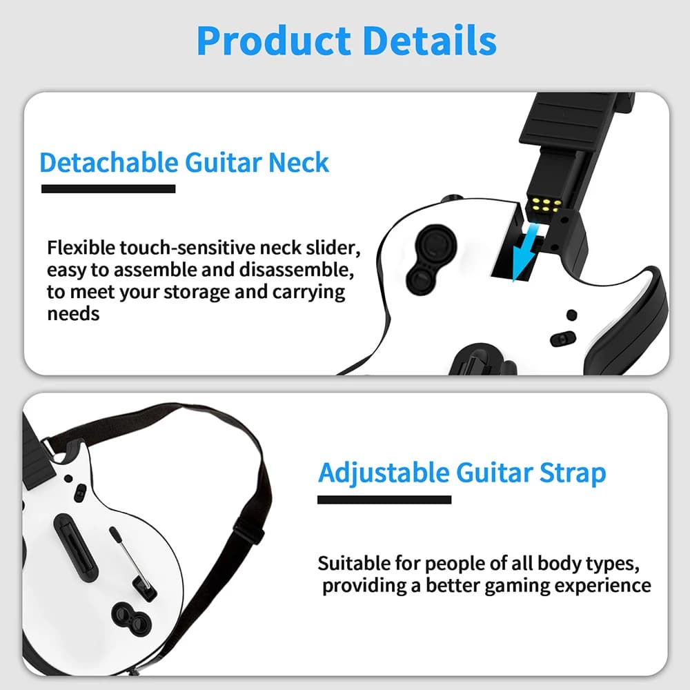 Manette sans fil Guitar Hero pour PC PS3 compatible avec les jeux Clone Hero Rock Band, joystick de 