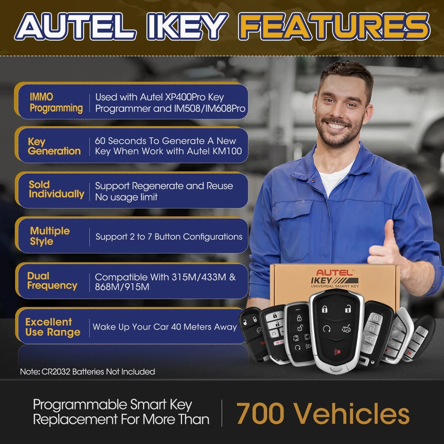 AUnicknSmart Key, BW004AL IEllYBW004AL pour BMWWWork avec MaxiIM KM100, programmeur de clé, compatib