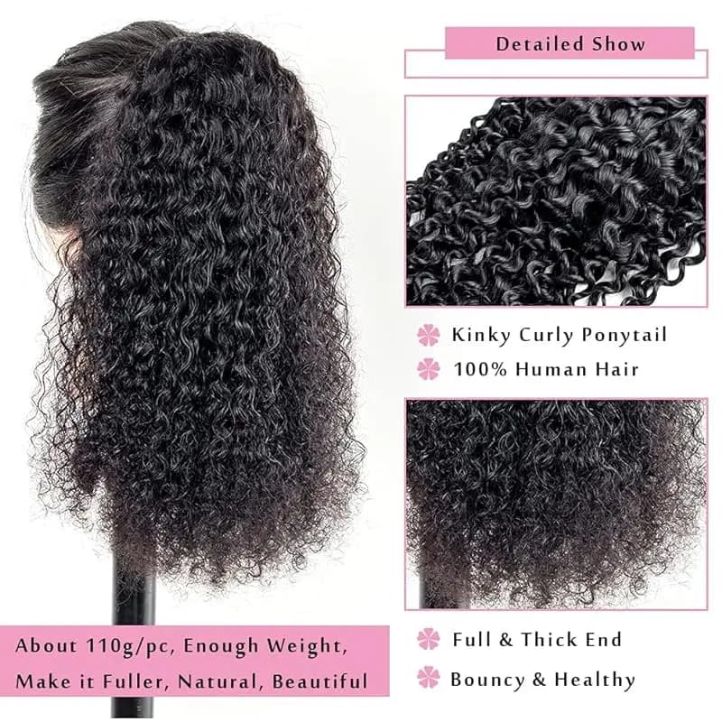 Extensions de queue de cheval bouclées vague profonde cordon queue de cheval pour les femmes noires 