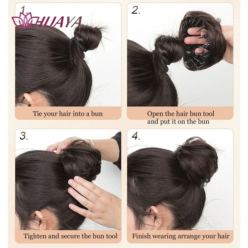 Chignon synthétique avec Clips élastiques circulaires, perruque de cheveux lisses en forme de nid d'