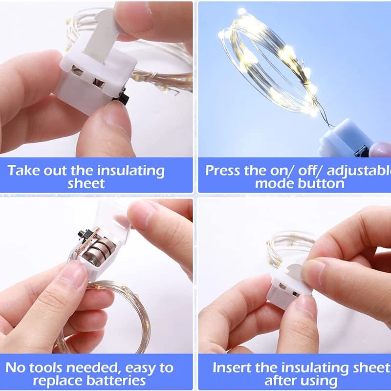 10/5 pièces guirlande lumineuse LED 3 modes alimenté par batterie guirlande lumineuse pour la maison