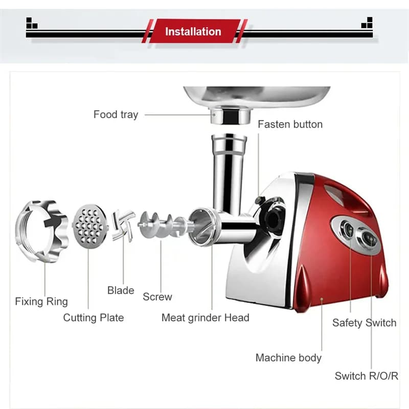 Hachoir à viande électrique multifonction en acier inoxydable, 2800W, processeur de saucisses végéta