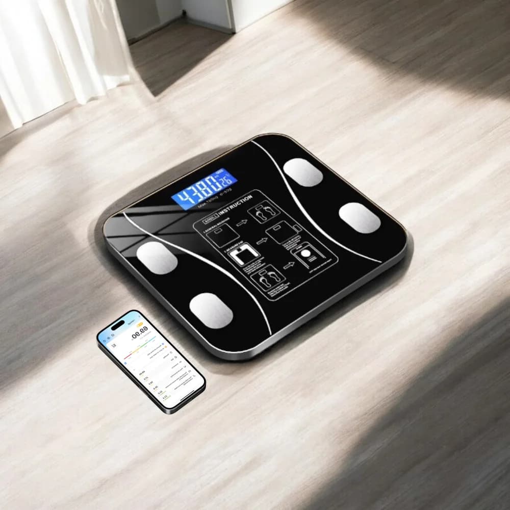 Balance Bluetooth pour personnes de poids 180 kg avec application de surveillance complète de la com