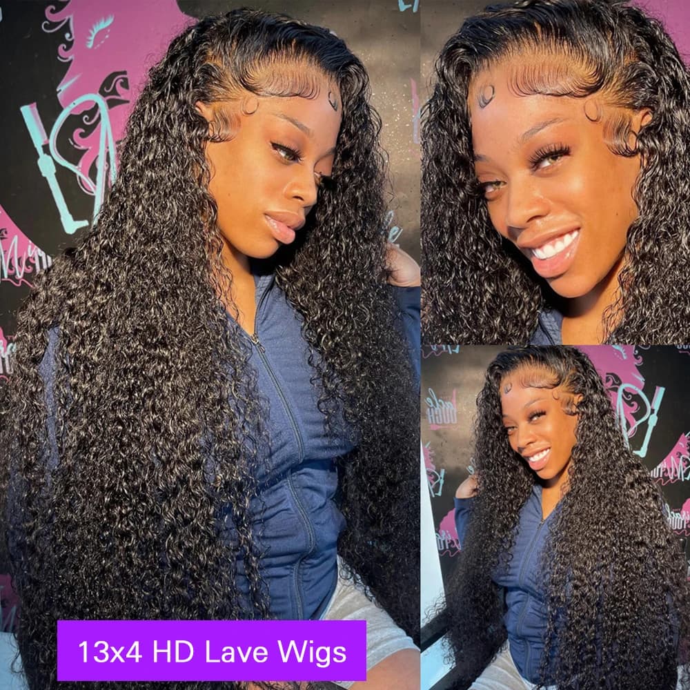 Perruque Lace Closure Wig Naturelle Deep Wave, Cheveux Humains, 4x4, 13x4, 13x6, pour Femme