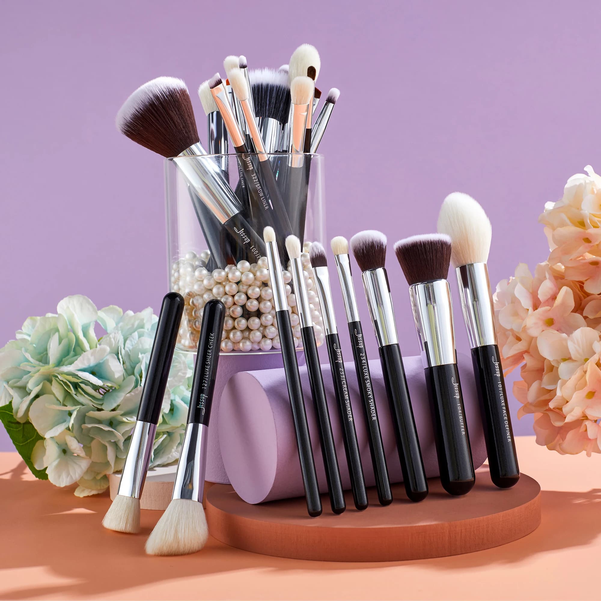 Jessup pinceaux de maquillage ensemble fond de teint poudre professionnel maquillage brosse Contour 