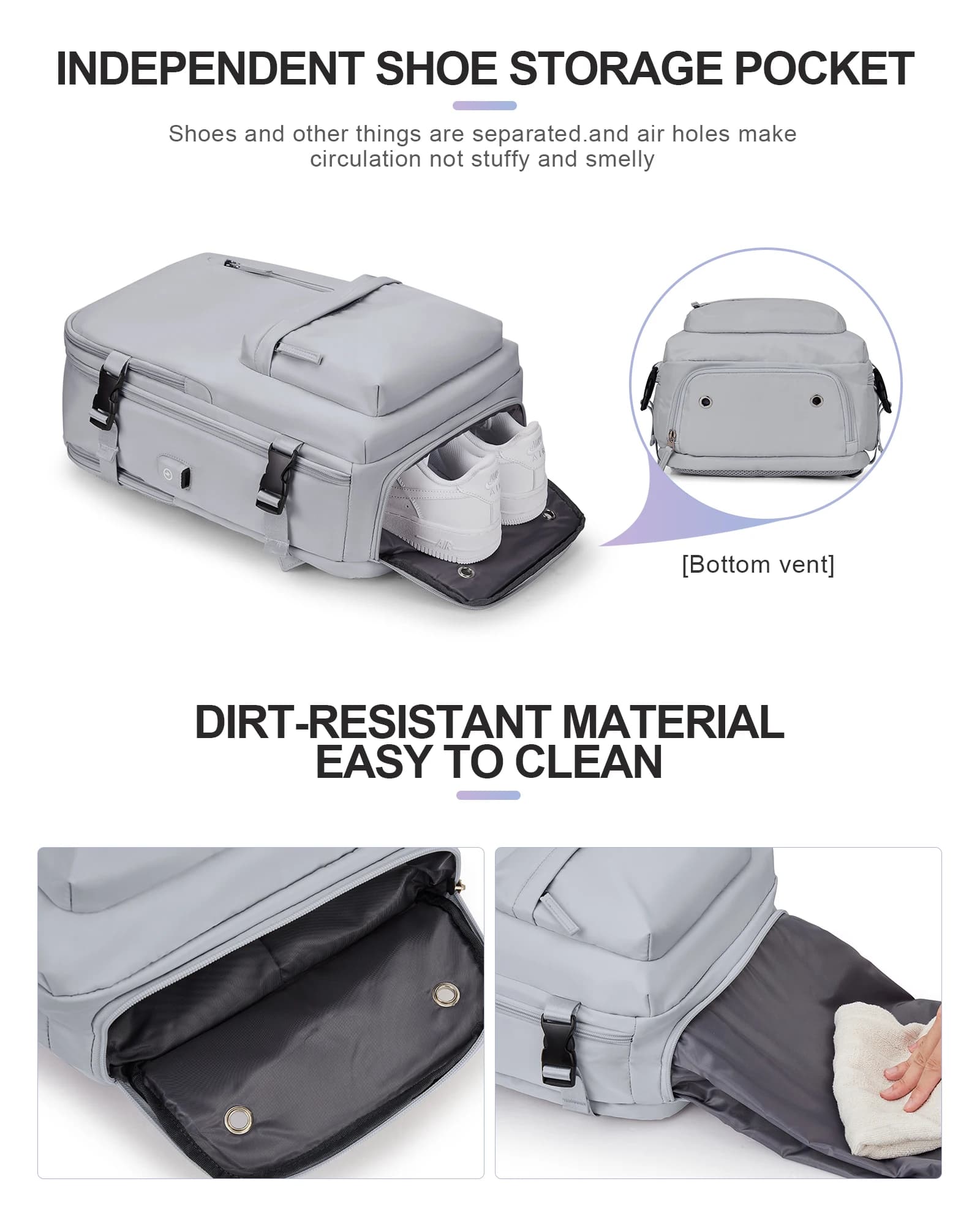 Sac à dos en nylon, sac à dos de voyage d'affaires avec port USB pour femmes et hommes, sac à dos an