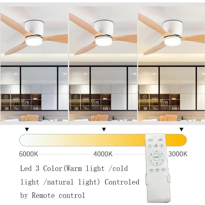 42 52 pouces ventilateurs de plafond avec lumières Led 3 couleurs 6 vitesses ventilateurs de moteur 