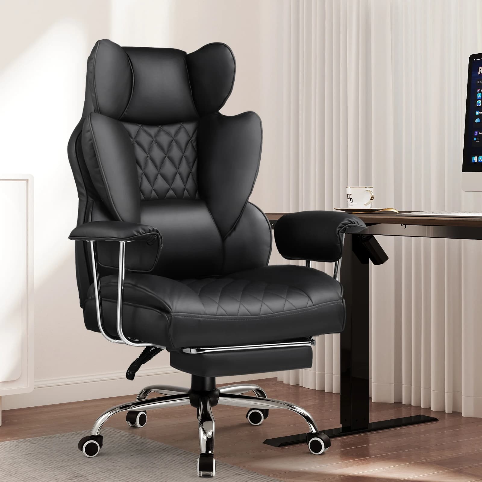 Grande et grande chaise de jeu avec support lombaire à ressorts ensachés, chaise de bureau ergonomiq