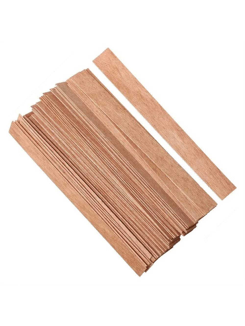 100/200 Coeurs de bougie en bois - Mèche de fabrication de bougies 5,1 x 0,5 pouces, sans fumée natu