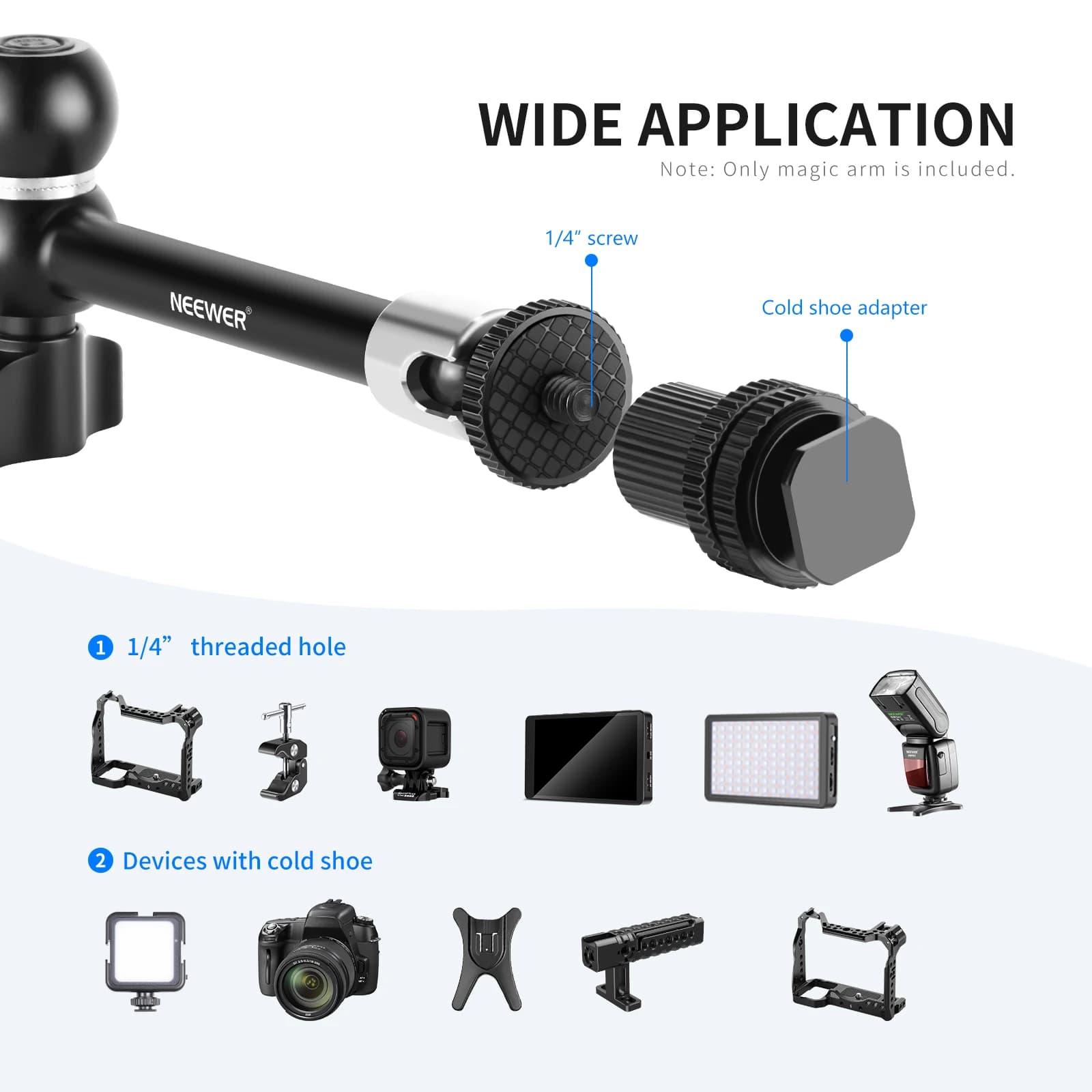NEEpacks-Kit de bras articulé et de pinces, super pince réglable à 360 °, bras magique de 11 "avec s
