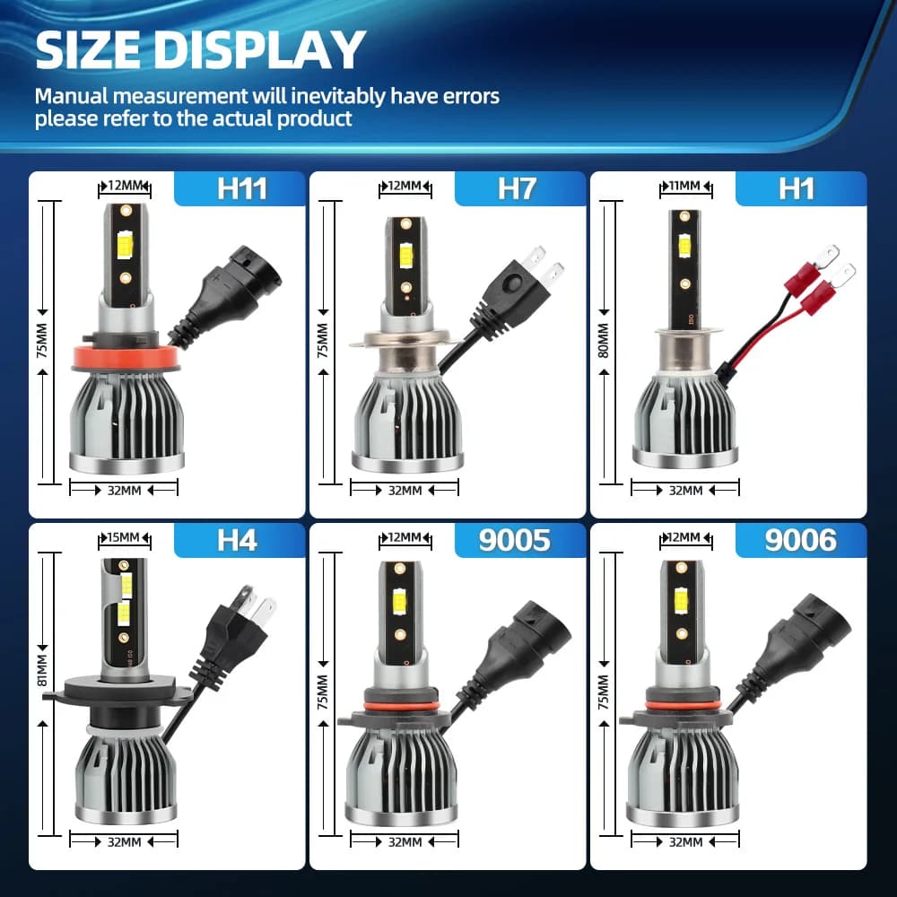 Radsun H7 phare LED H11 H1 H3 9005 9006 HB3 HB4 880 9007 H13 H4 ampoule de phares LED pour voiture 1