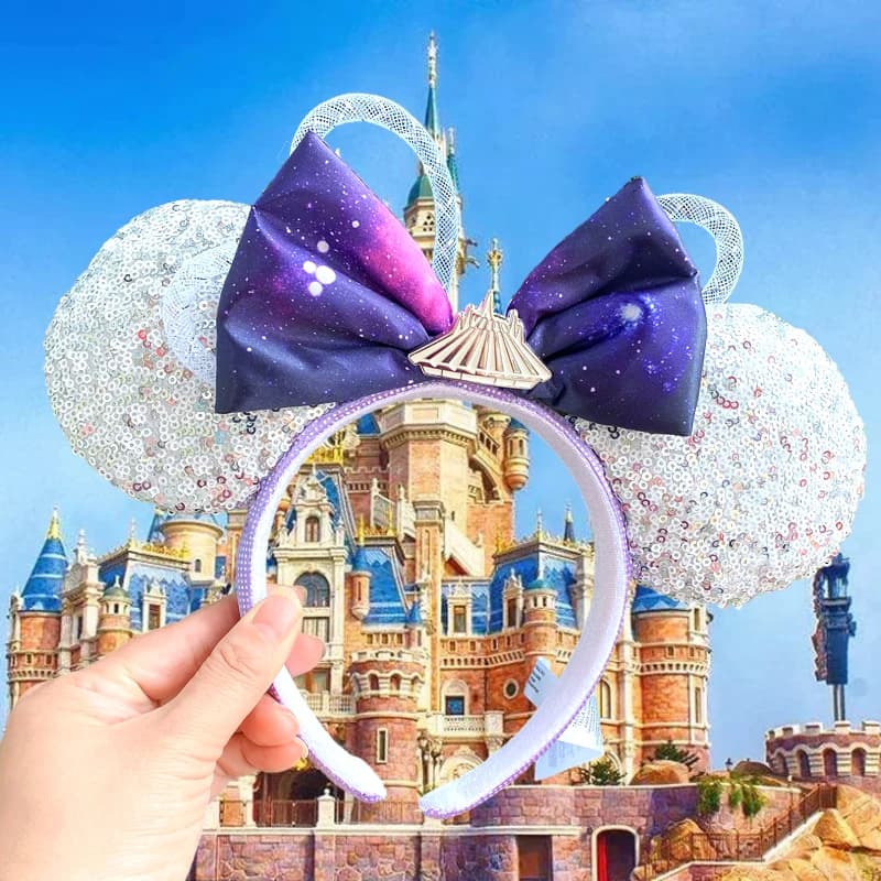 Nouveau Disney Mickey Mouse oreilles bandeau espace montagne nouvel an lunaire Minnie arc rose paill
