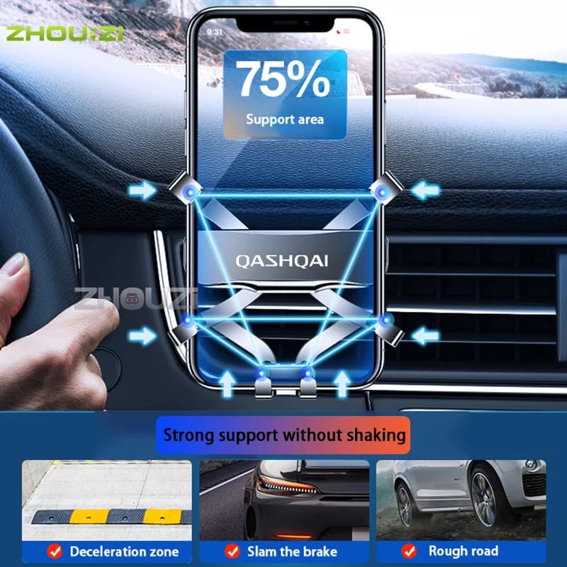 Support de téléphone portable pour voiture, support de ventilation, support GPS à gravité pour Nissa