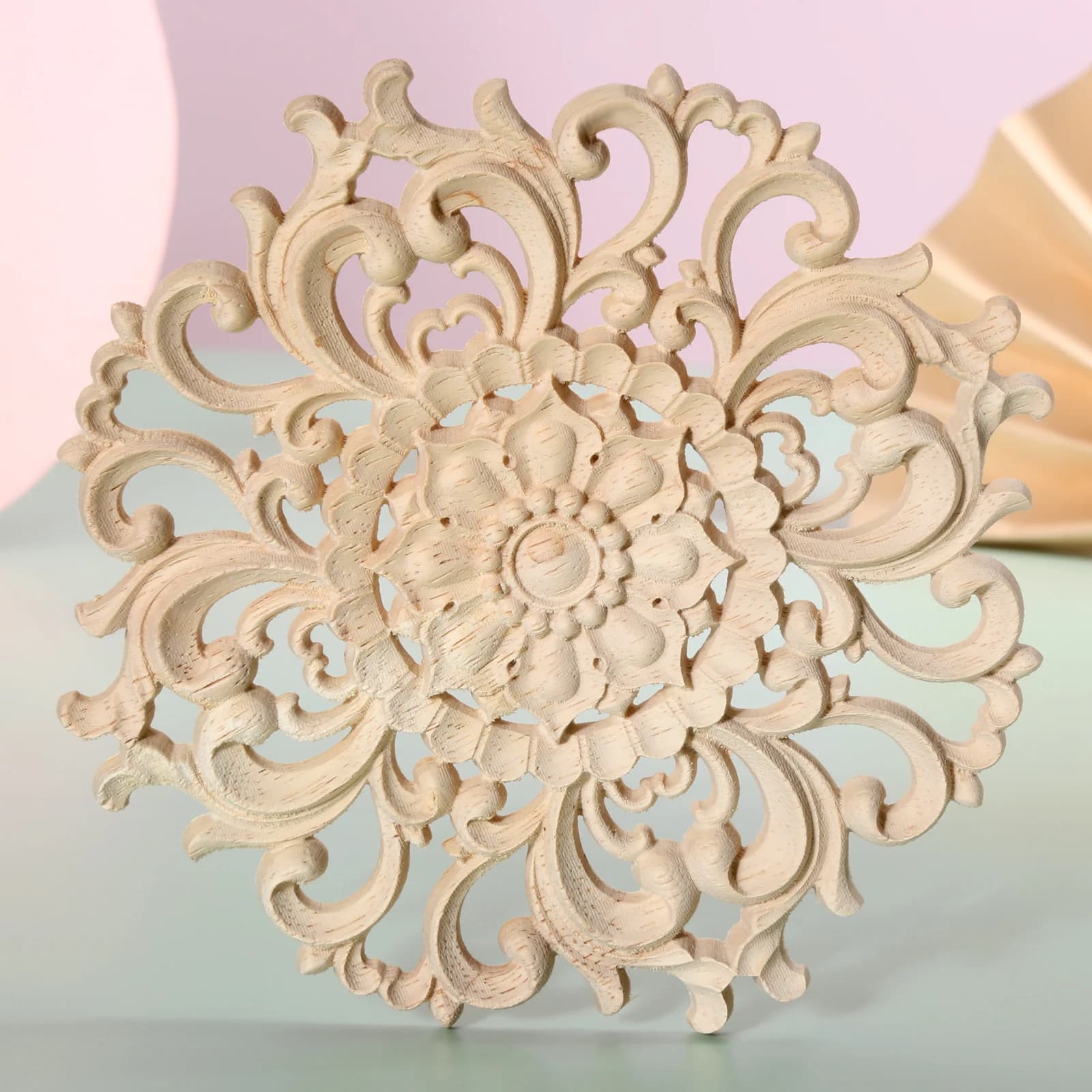 Autocollants de sculpture sur bois, disque non peint, décor de porte, mobilier symétrique, cour de S