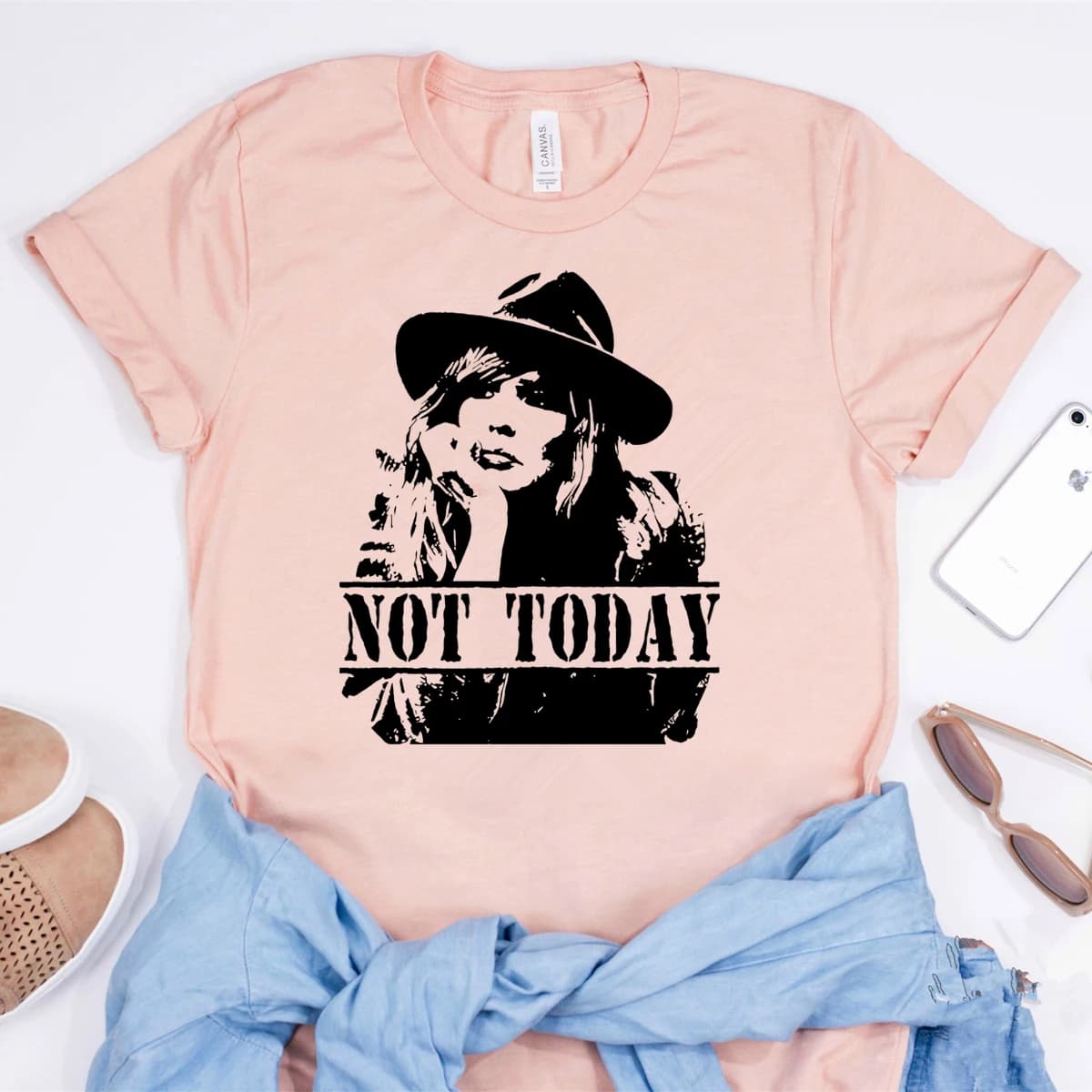 T-Shirt avec dessin de "Not Today", T-Shirt humoristique, avec motif de pierre jaune, avec dessin de