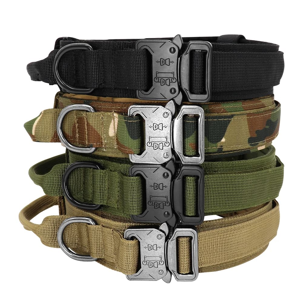 Collier tactique militaire pour chien solide, laisse élastique pour animaux de compagnie, colliers d