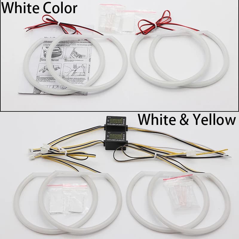 Kit yeux d'ange LED pour BMW série 3 E46, bague DRL, couleur ambre, blanc, coton, tourisme, voiture 