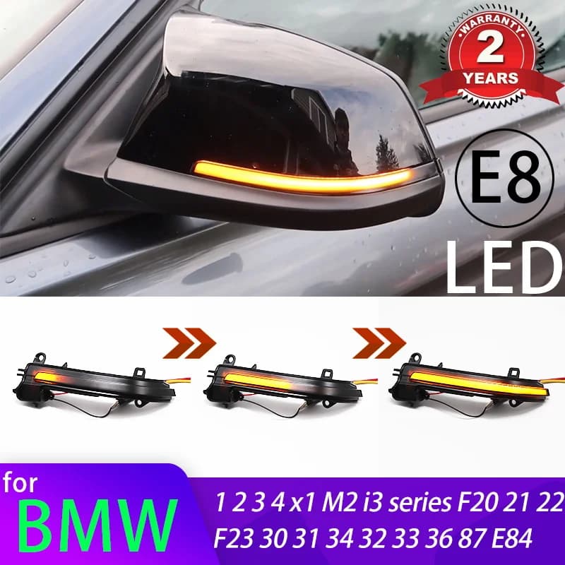 Lumière de rétroviseur pour BMW 1 2 3 4 X1 M série F20 F30 F34 F36 E84 F87 i3, LED dynamique noire, 