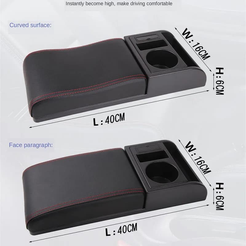 Accoudoir de voiture avec porte-gobelet, boîte de rangement universelle, support de coude de bras, c