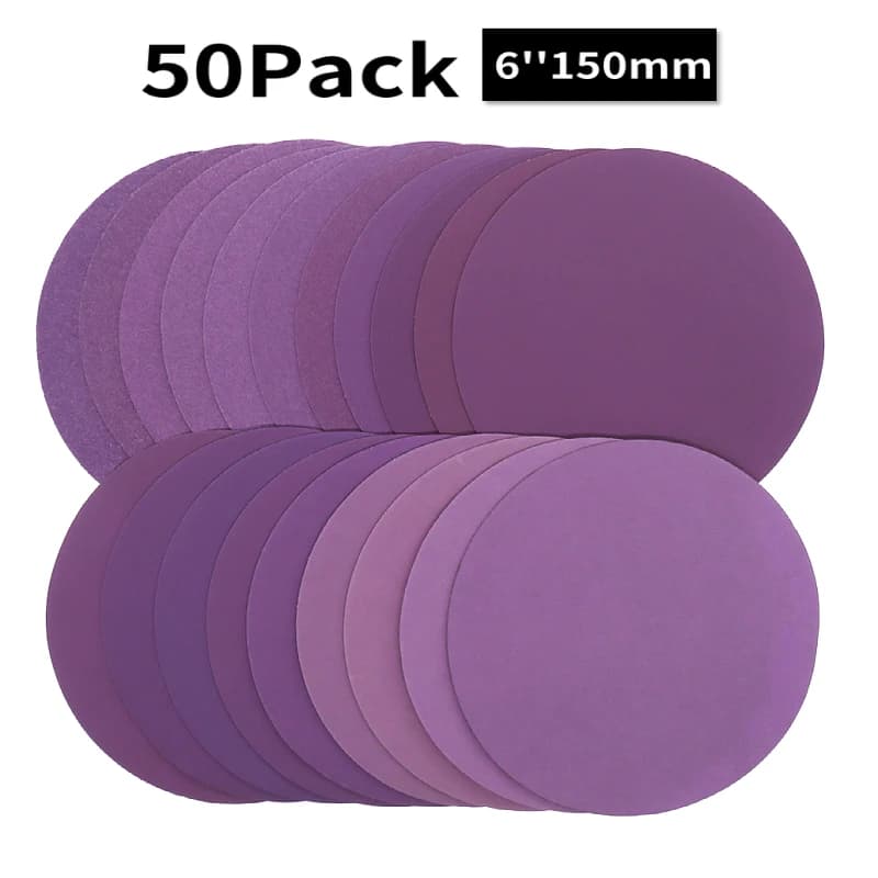 Disques de ponçage 6 pouces crochet et boucle 60-10000 grain papier de verre 150 mm pour ponceuse or