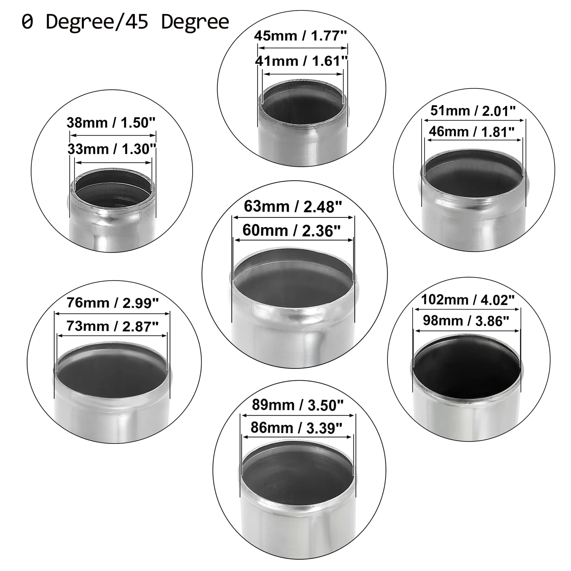 X Autohaux Tube d'admission en alliage d'aluminium OD 38/45/51/63/76/89/102MM tuyau de refroidisseur