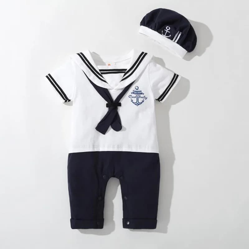 Vêtements d'été pour bébés garçons et filles, barboteuse marine, combinaison de marin pour nouveau-n