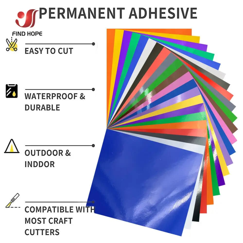 Feuilles de vinyle permanentes paquet de 23 12 "x 10" paquet de couleurs assorties mat et brillant a