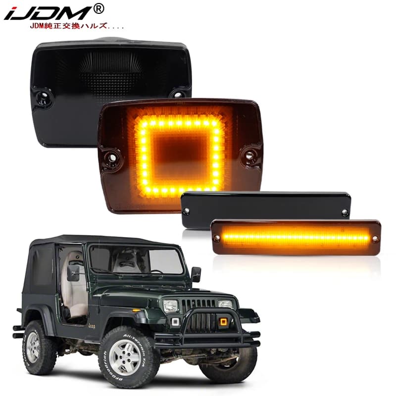 IJDM marqueur latéral clignotant et pare-chocs avant lumière DRL pour Jeep Wrangler YJ feux de jour 