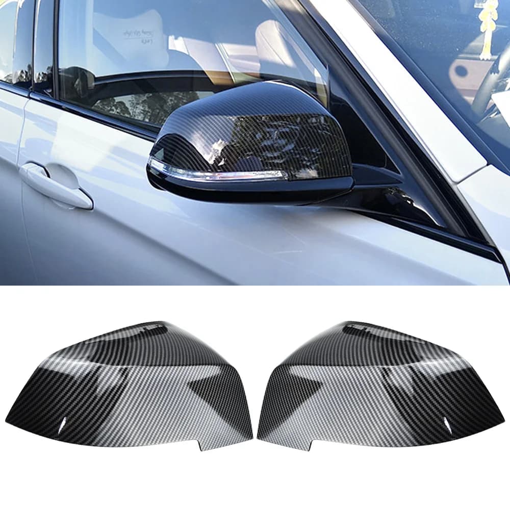 Couvercle de rétroviseur noir carbone, 2 pièces, pour BMW série 1 2 3 4 X M 220i 328i 420i F20 F21 F