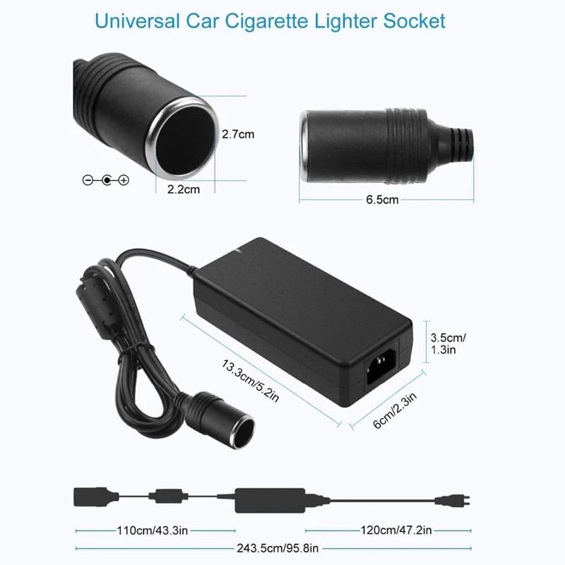 Convertisseur de puissance pour voiture, prise ue, 12V, 15a, 160W, 220V à 12V, allume-cigare