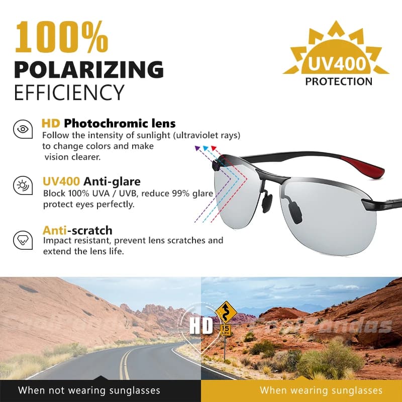 Marque Design photochromique lunettes De soleil polarisées hommes jour lunettes De Vision nocturne p