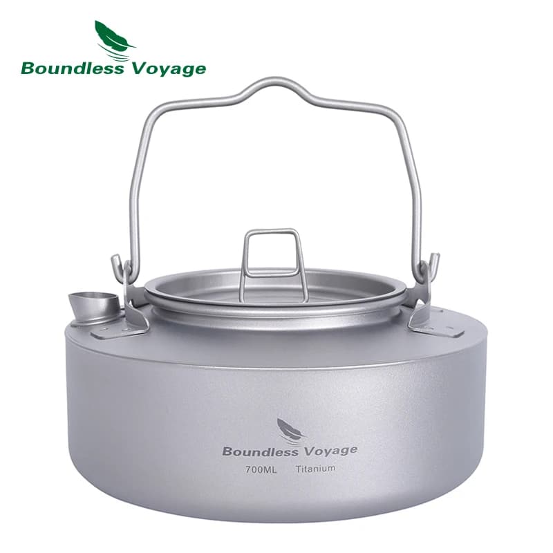 Bouilloire de Camping en titane Voyage sans limites, théière Portable avec poignée pliante, ustensil