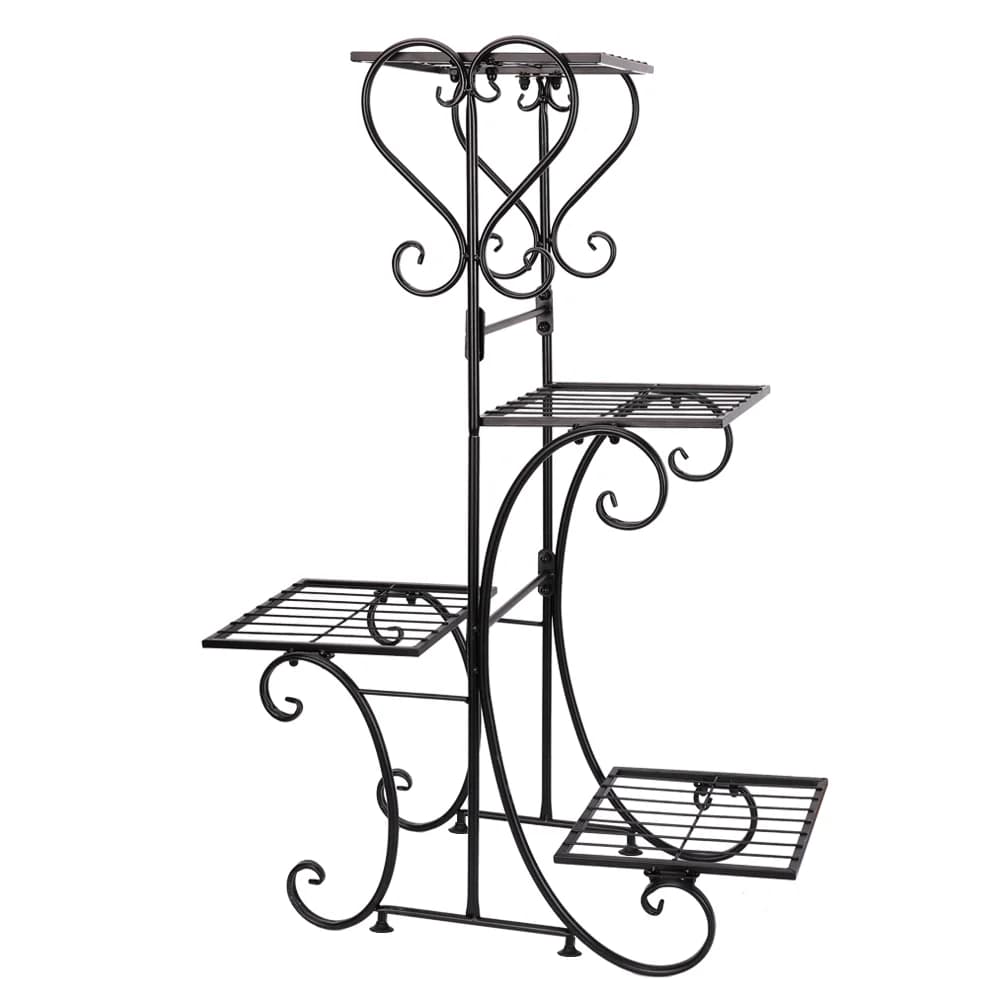 Étagère en métal pour plantes, présentoir à fleurs, jardinière de jardin, support avec étagères à 4 