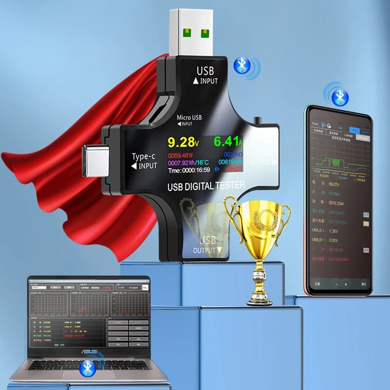 Testeur de tension USB multifonctionnel, moniteur de compteur de courant, charge rapide, détection d