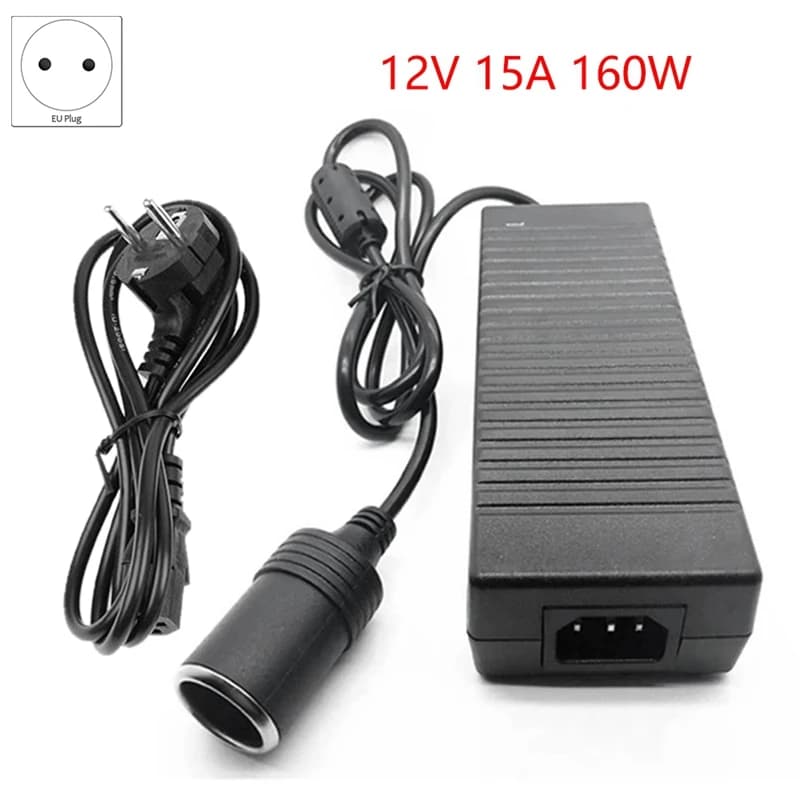 Convertisseur de puissance pour voiture, prise ue, 12V, 15a, 160W, 220V à 12V, allume-cigare