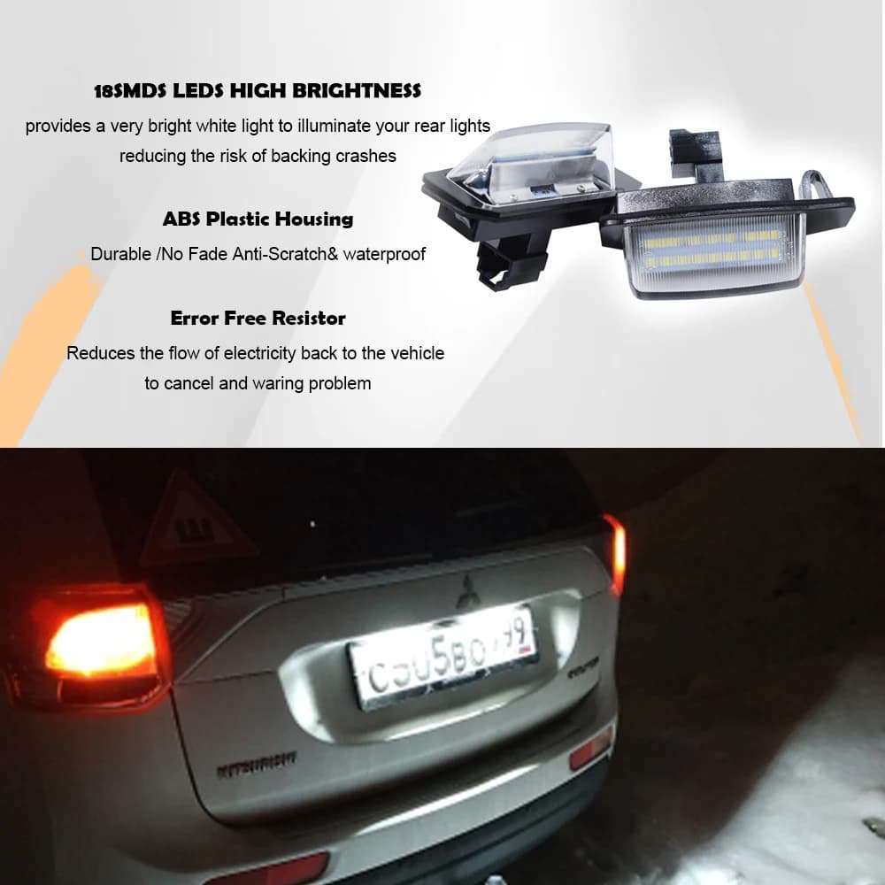 Eclairage de plaque d'immatriculation arrière à led, sans erreur, blanc Mitsubishi Eclipse 1 2 3 4 E